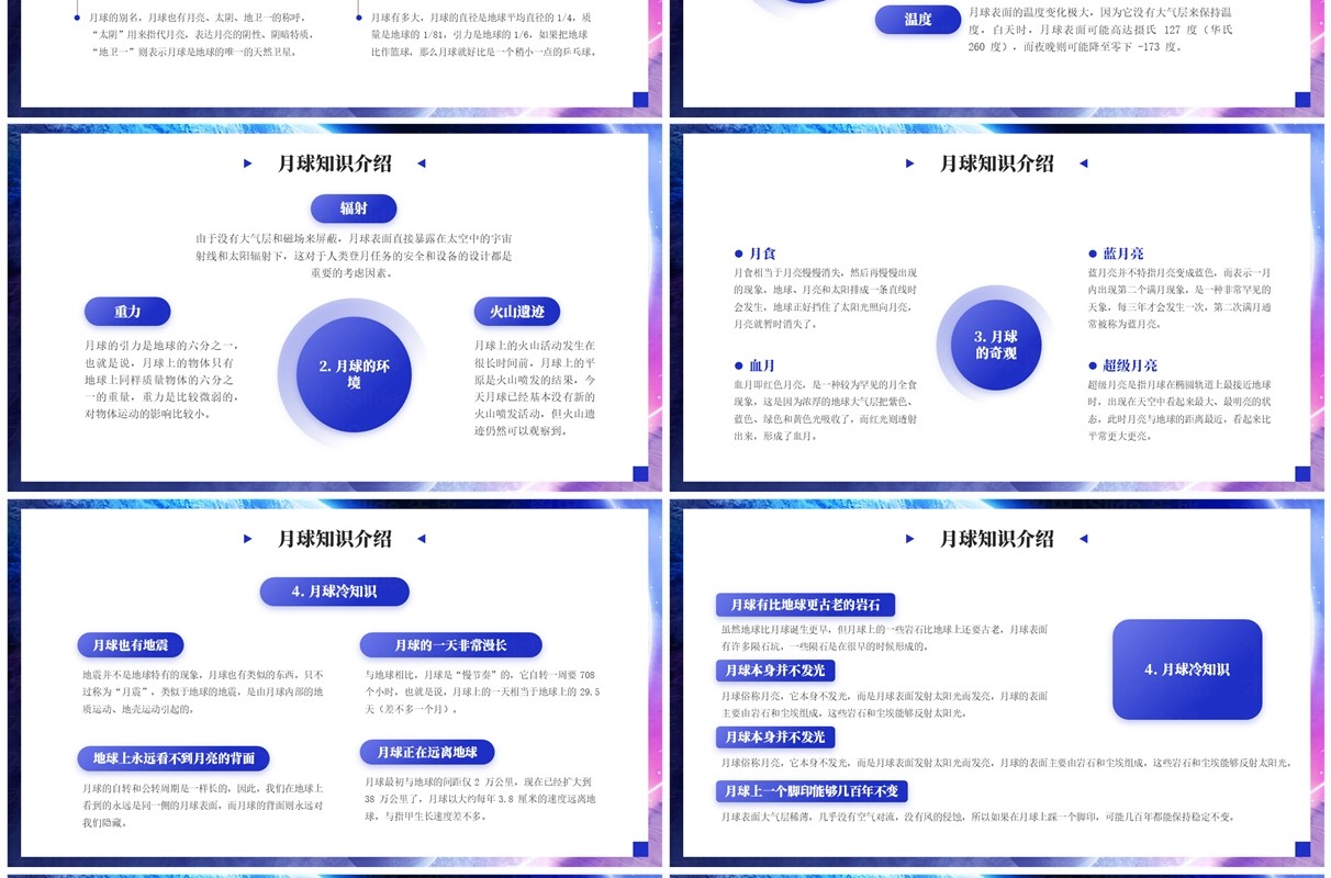 紫色简约风人类月球日宣传PPT模板