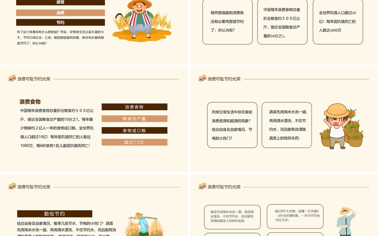 浪费可耻节约光荣严厉杜绝餐饮浪费行为动态PPT模板