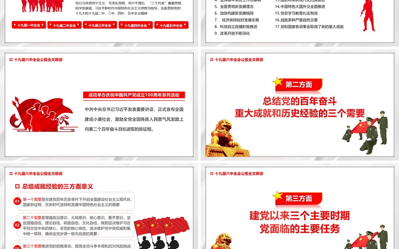简约十九届六中全会公报PPT模板