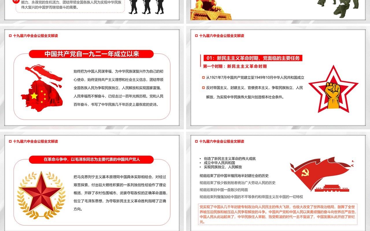简约十九届六中全会公报PPT模板