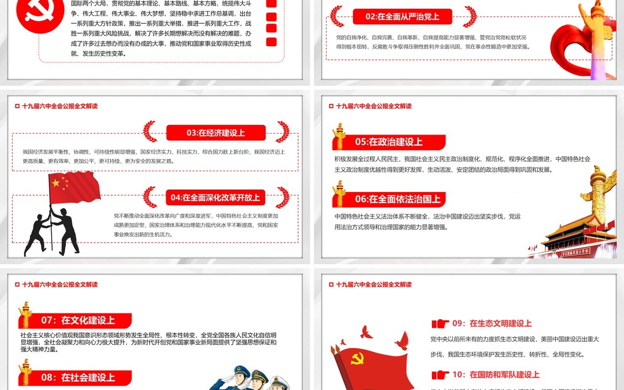 简约十九届六中全会公报PPT模板