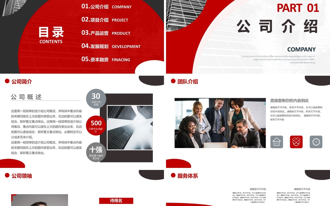 简约红色商业计划书公司规划宣传介绍PPT模板