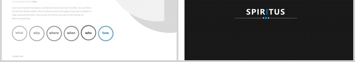 高端灰色简约公司宣传介绍图片排版设计PPT模板素材SPIRITUS Powerpoint