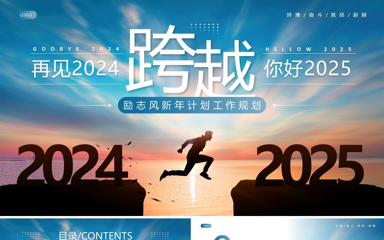 蓝色励志风再见2025你好2025PPT模板