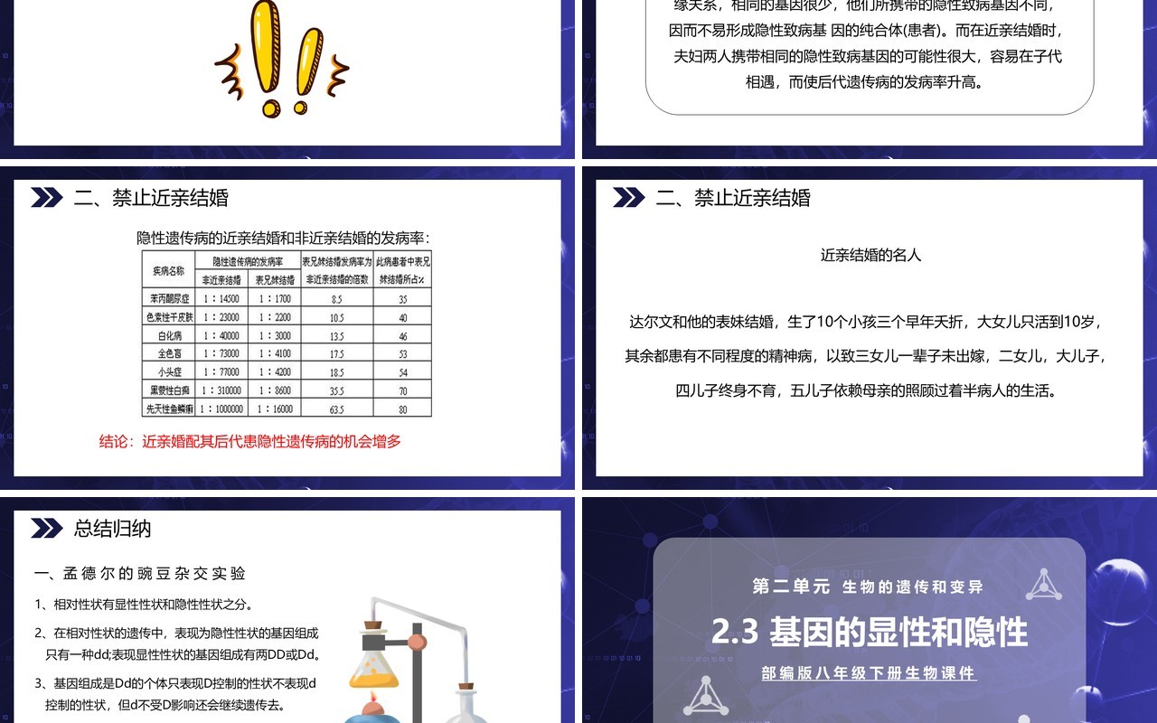 部编版八年级生物下册基因的显性和隐性课件PPT模板