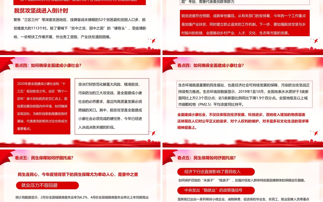 2020年两会学习政府工作报告党建PPT模板