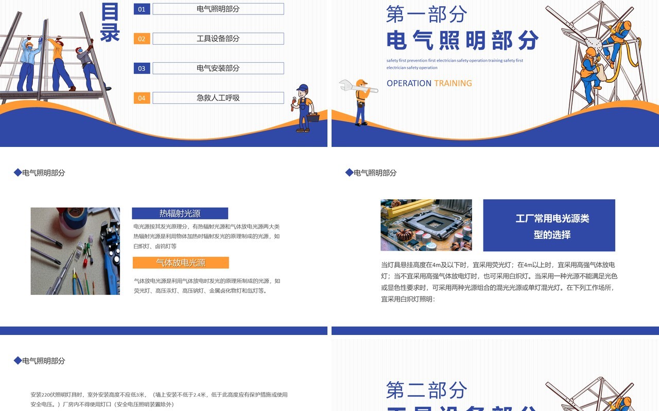 安全第一预防为主电工安全操作培训动态PPT模板