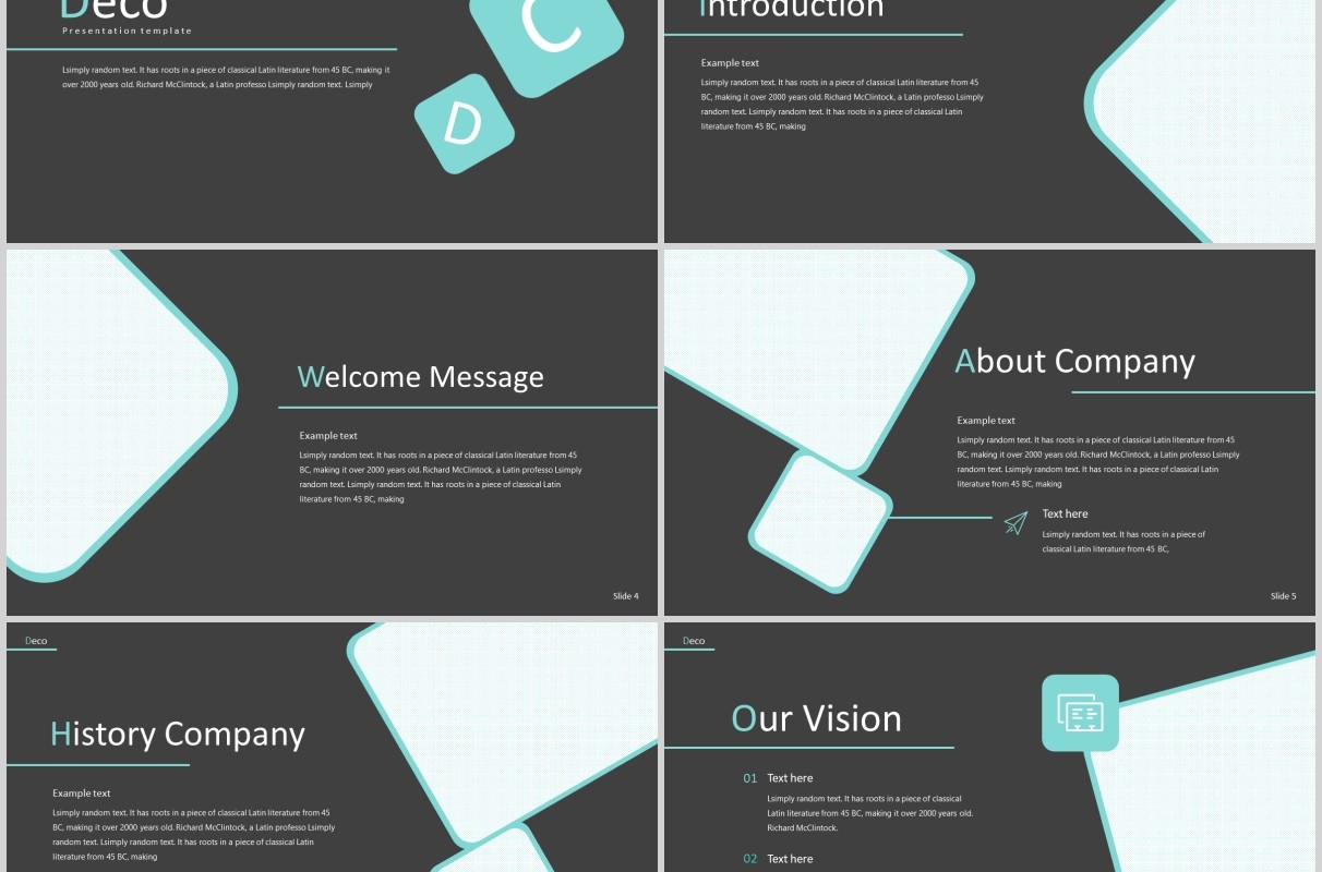 深色工作商务图片排版PPT模板版式设计Deco Powerpoint Template