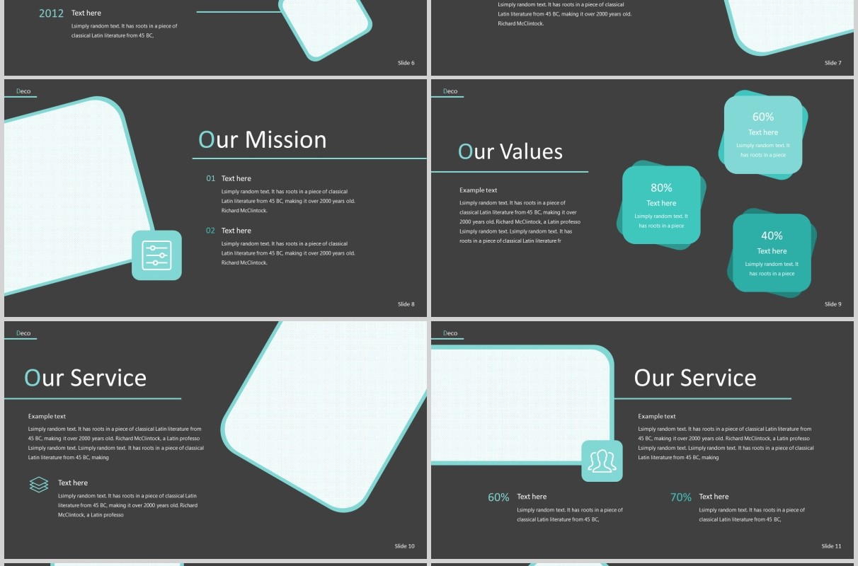 深色工作商务图片排版PPT模板版式设计Deco Powerpoint Template