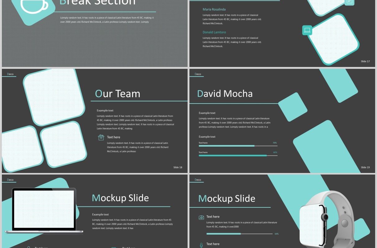 深色工作商务图片排版PPT模板版式设计Deco Powerpoint Template