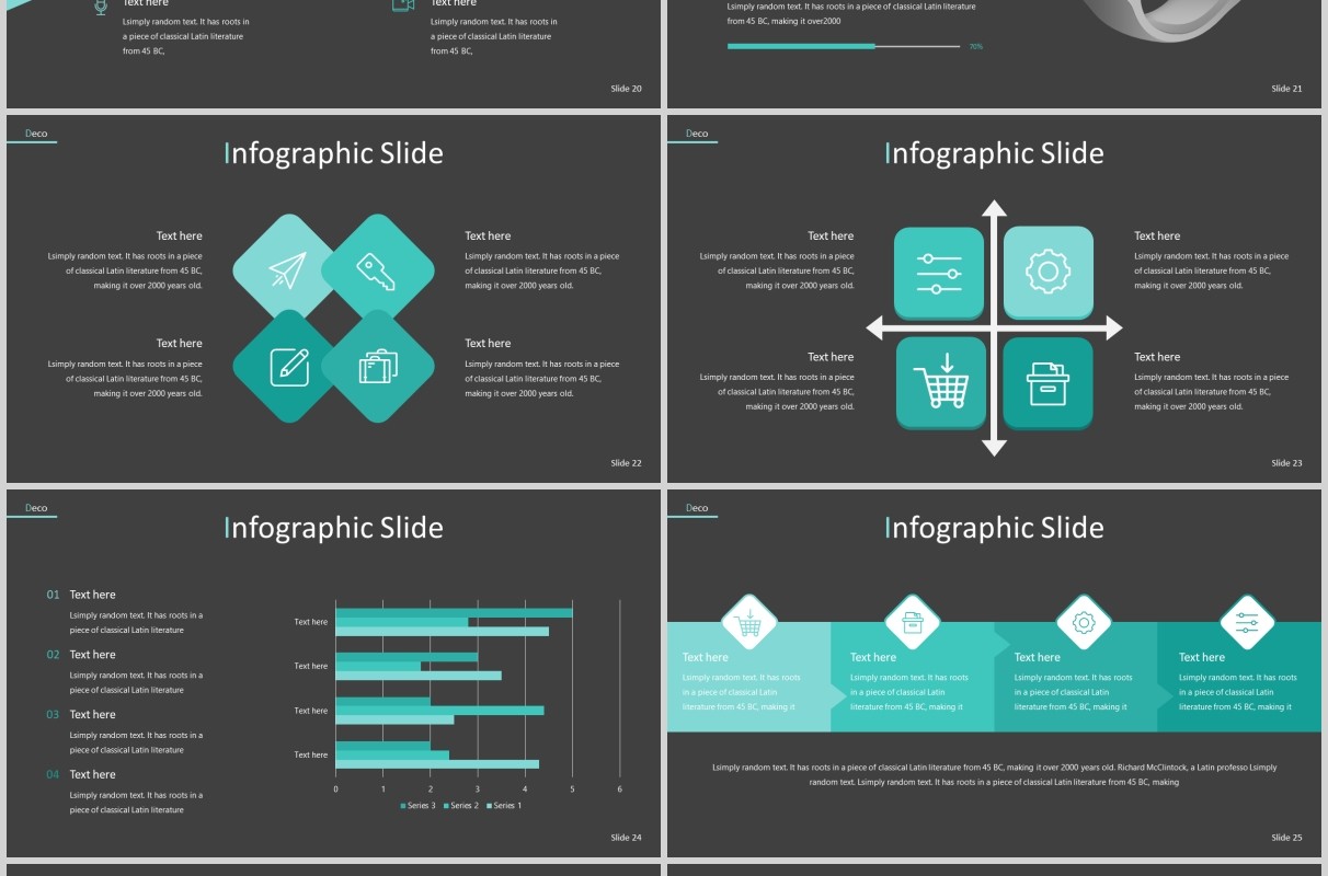 深色工作商务图片排版PPT模板版式设计Deco Powerpoint Template