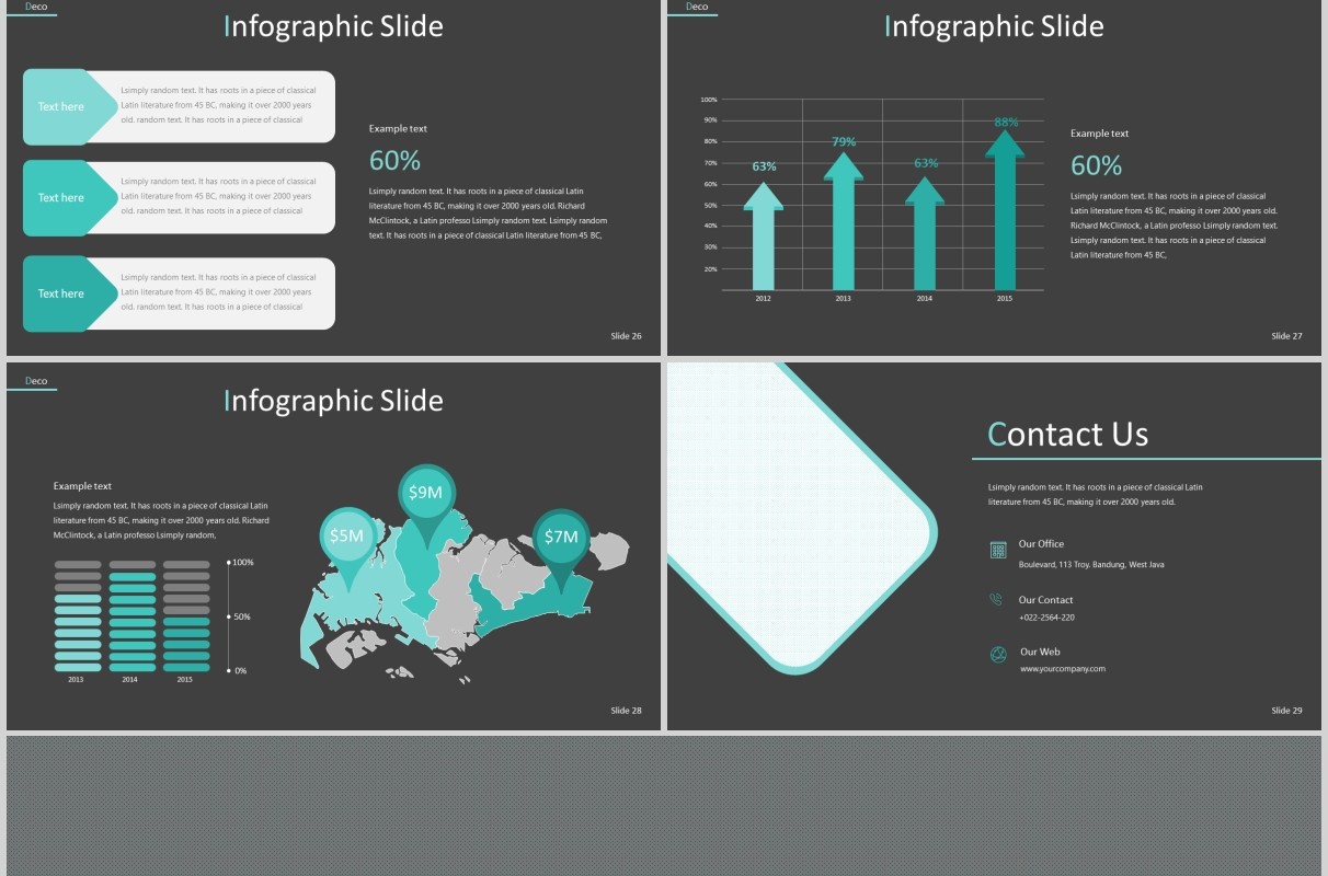 深色工作商务图片排版PPT模板版式设计Deco Powerpoint Template