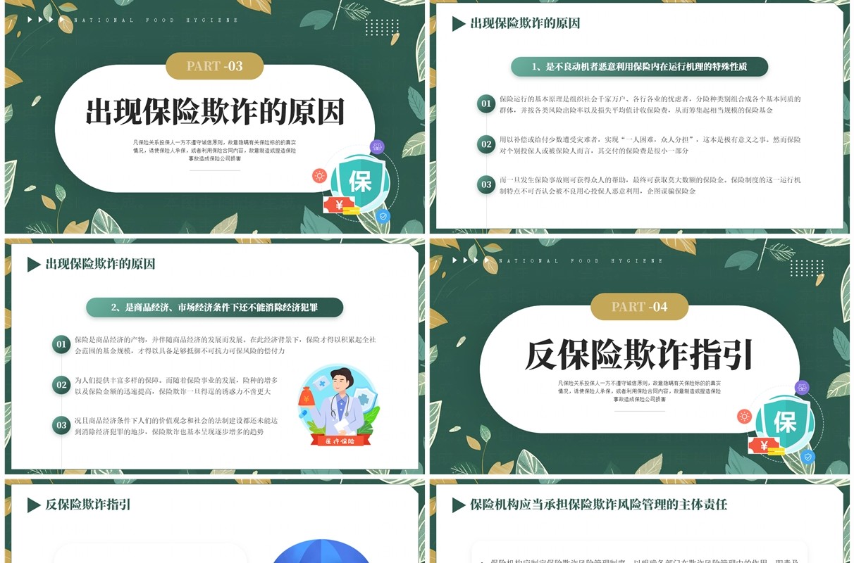 绿色清新风反保险欺诈主题教育PPT模板