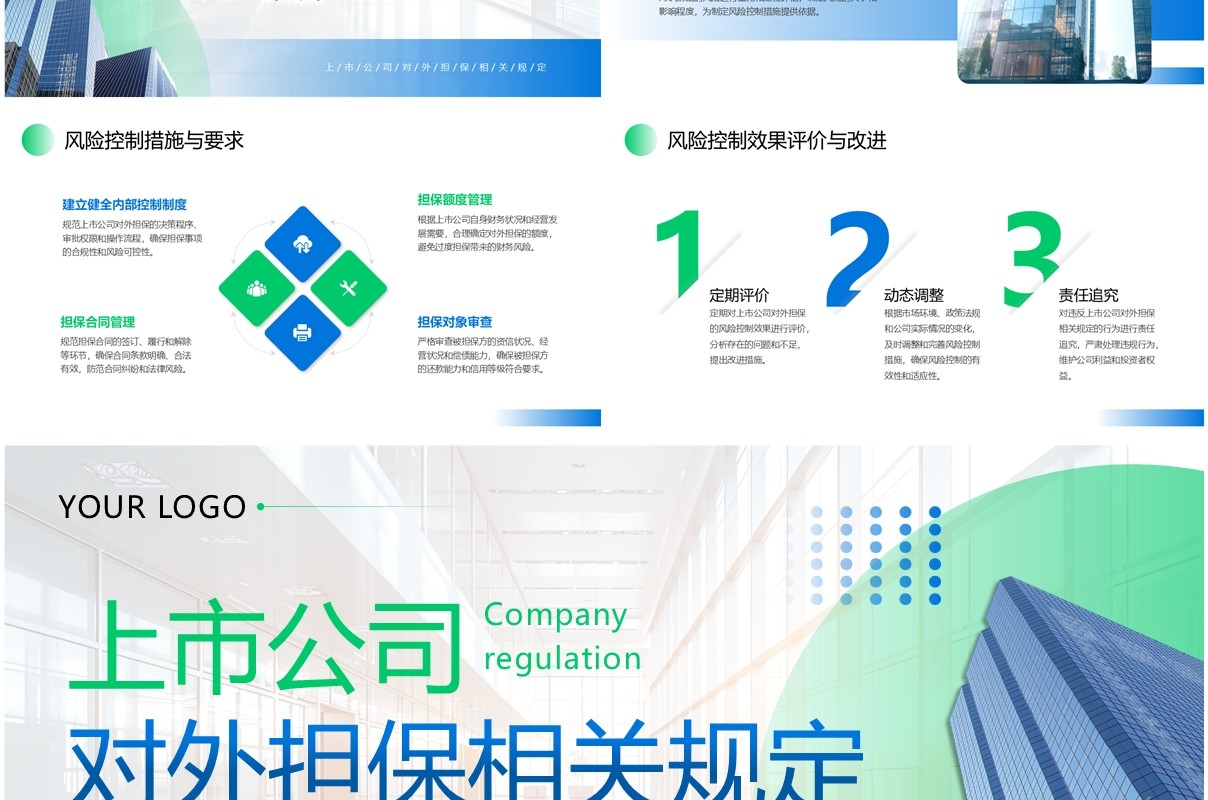 蓝绿色商务风上市公司对外担保相关规定PPT模板