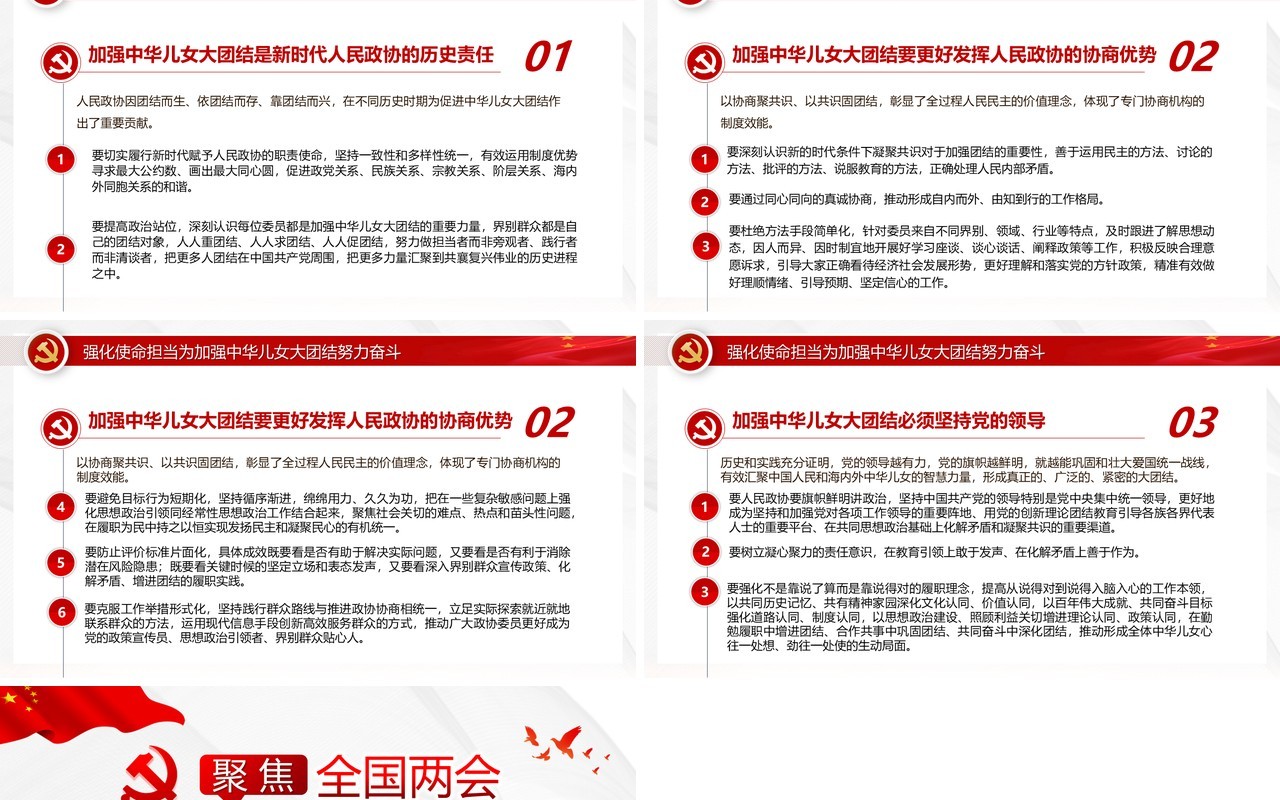 红色简约学习全国政协常委会工作报告PPT模板