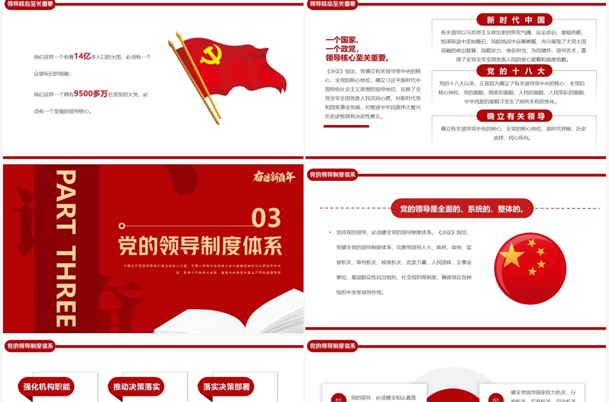 红色简约党的百年奋斗成就和经验PPT模板