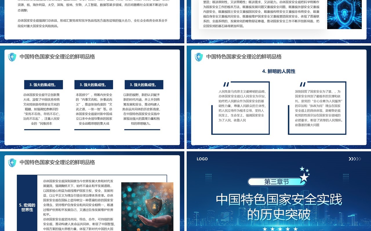 蓝色在总体国家安全观创新引领下PPT模板