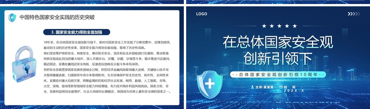 蓝色在总体国家安全观创新引领下PPT模板