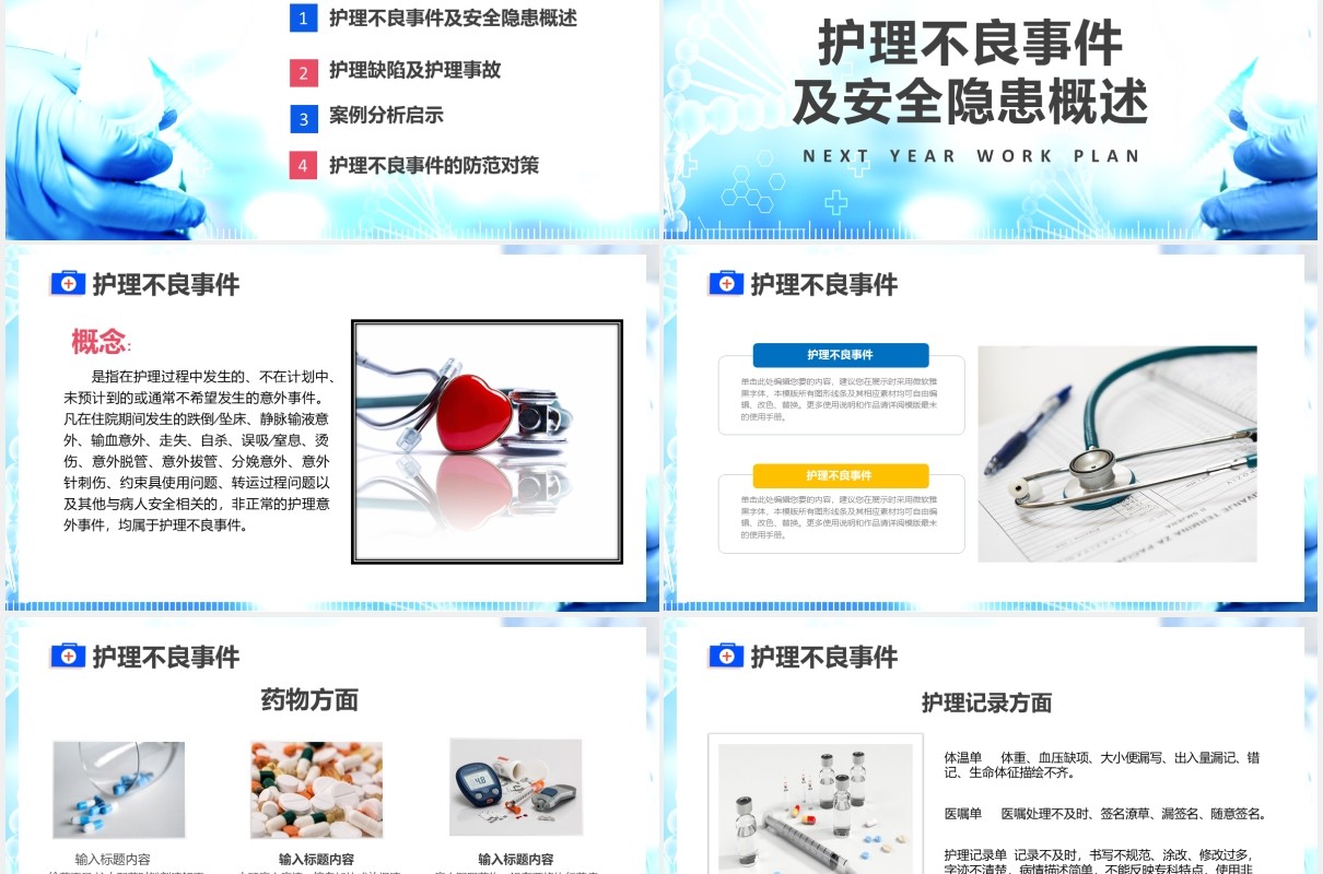 医疗护理不良事件与隐患缺失医院用PPT模板
