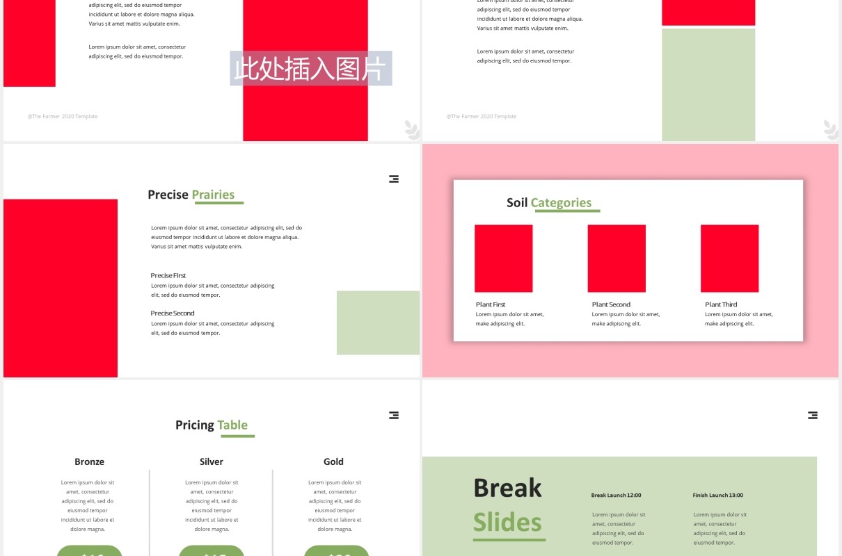 绿色农民农作物图片排版设计PPT模板The Farmer Powerpoint Template