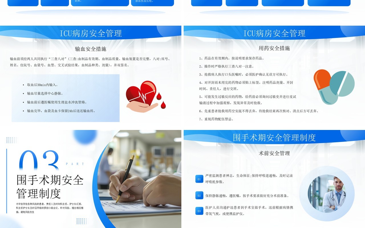 蓝色简约风危重患者安全管理PPT模板