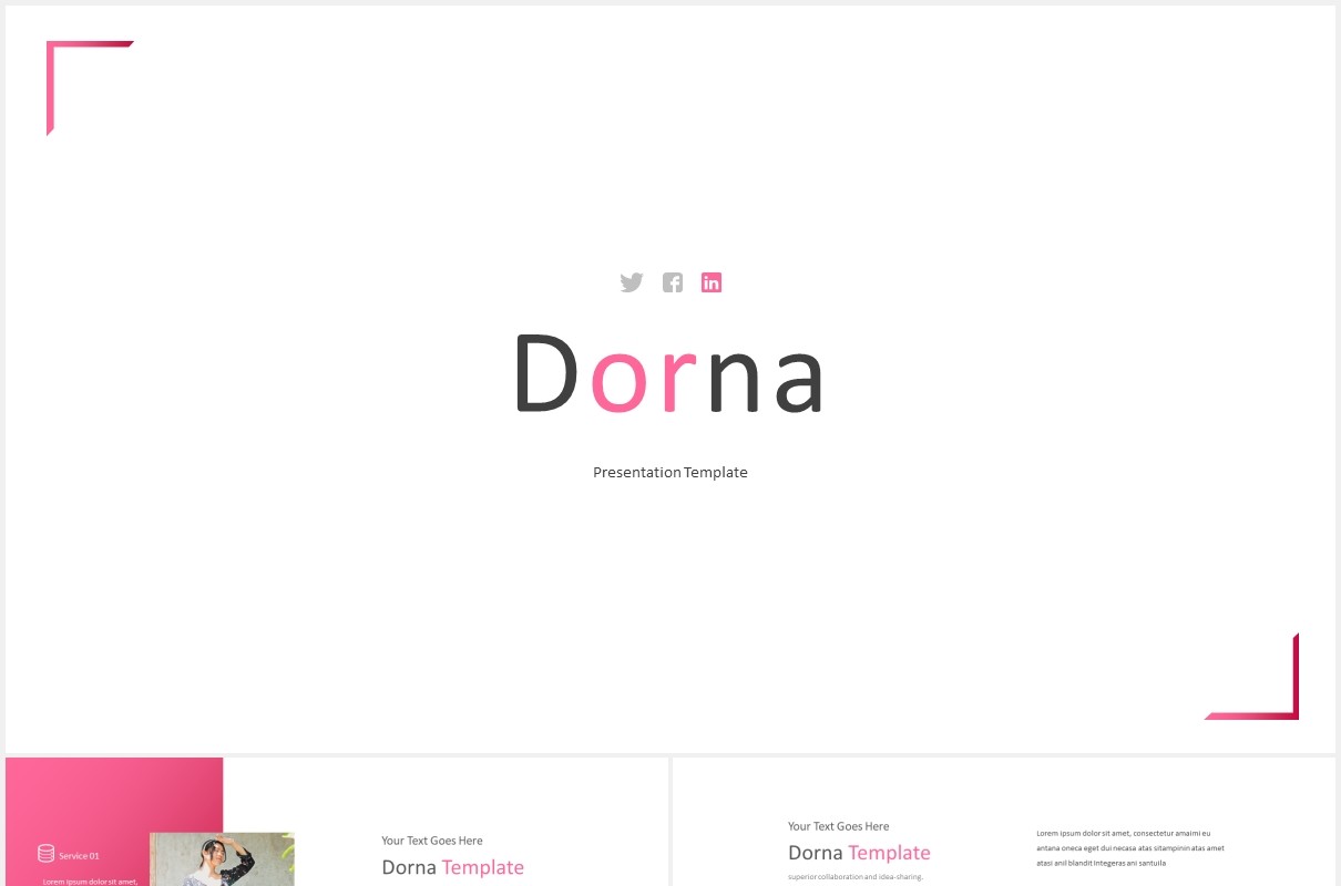 粉色简约国外图片排版PPT模板Dorna Powerpoint Template