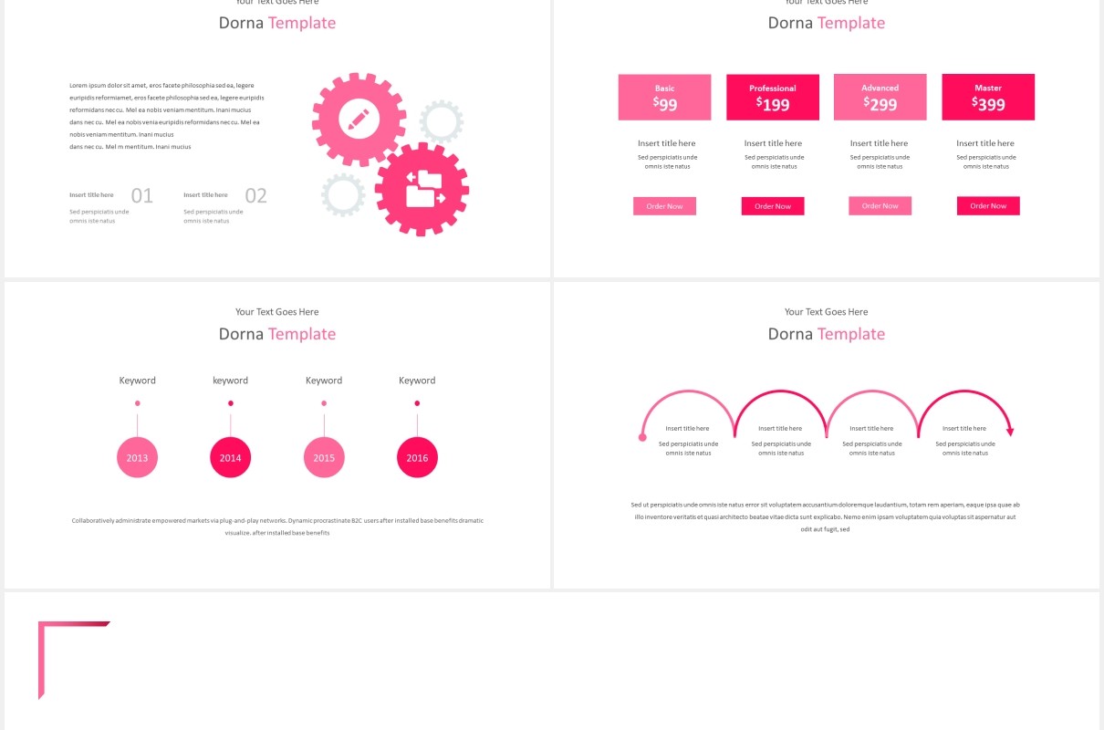 粉色简约国外图片排版PPT模板Dorna Powerpoint Template