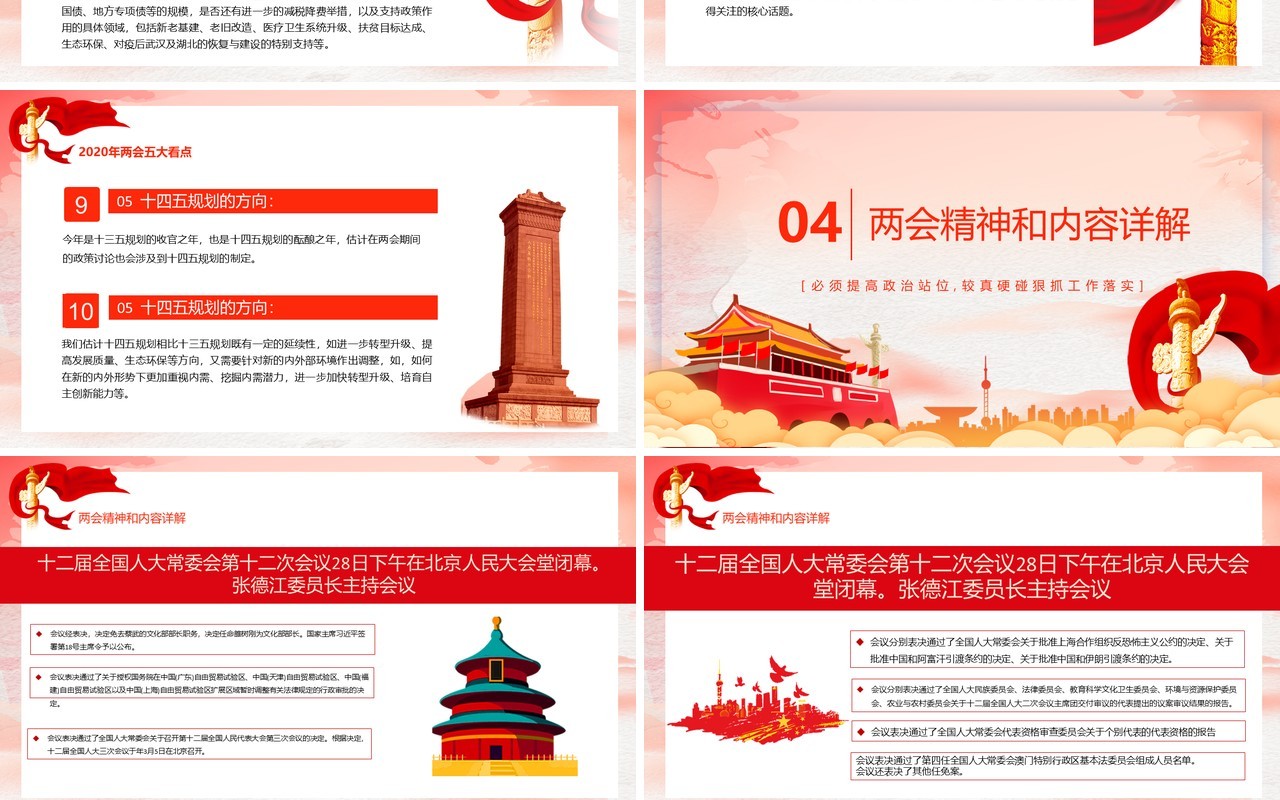 喜迎全国两会政府工作报告PPT模板党建党政