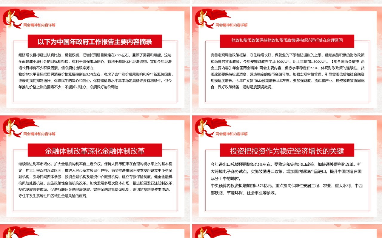 喜迎全国两会政府工作报告PPT模板党建党政