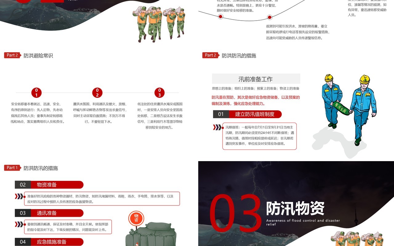红色简约风夏季防汛安全知识培训PPT模板