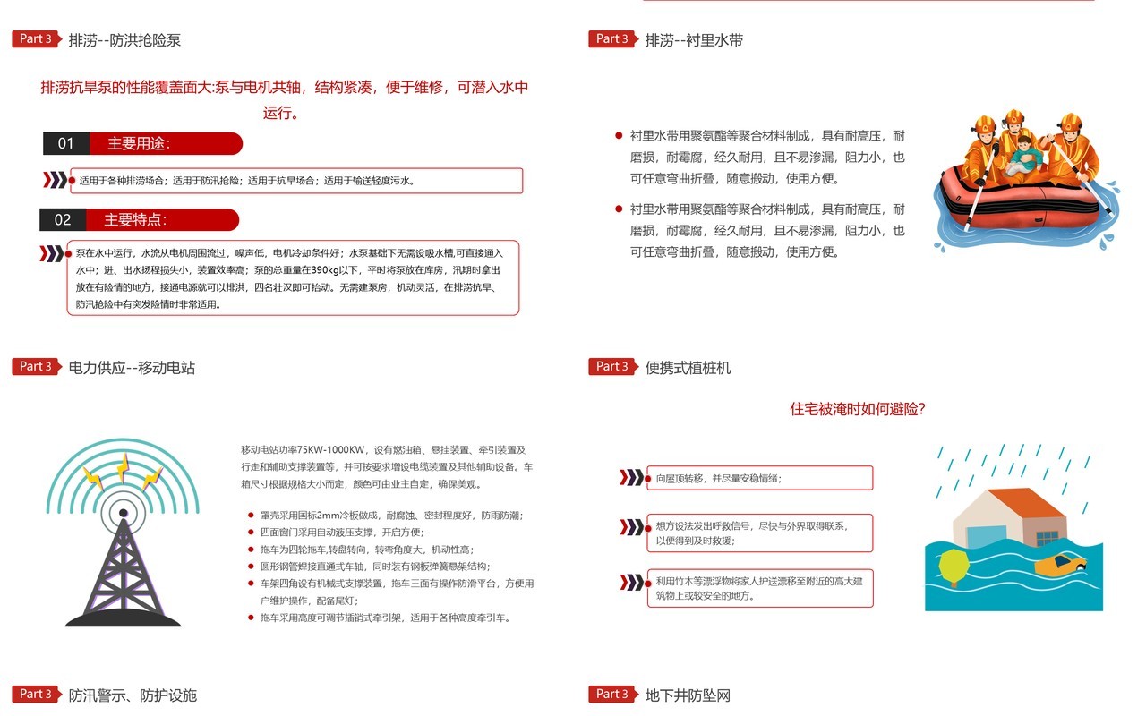 红色简约风夏季防汛安全知识培训PPT模板