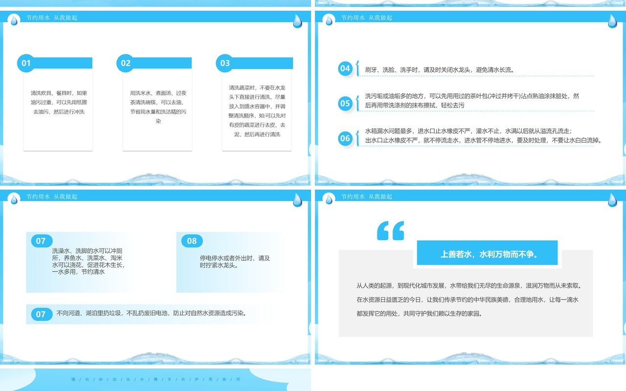 蓝色简约风2023中国水周班会PPT模板