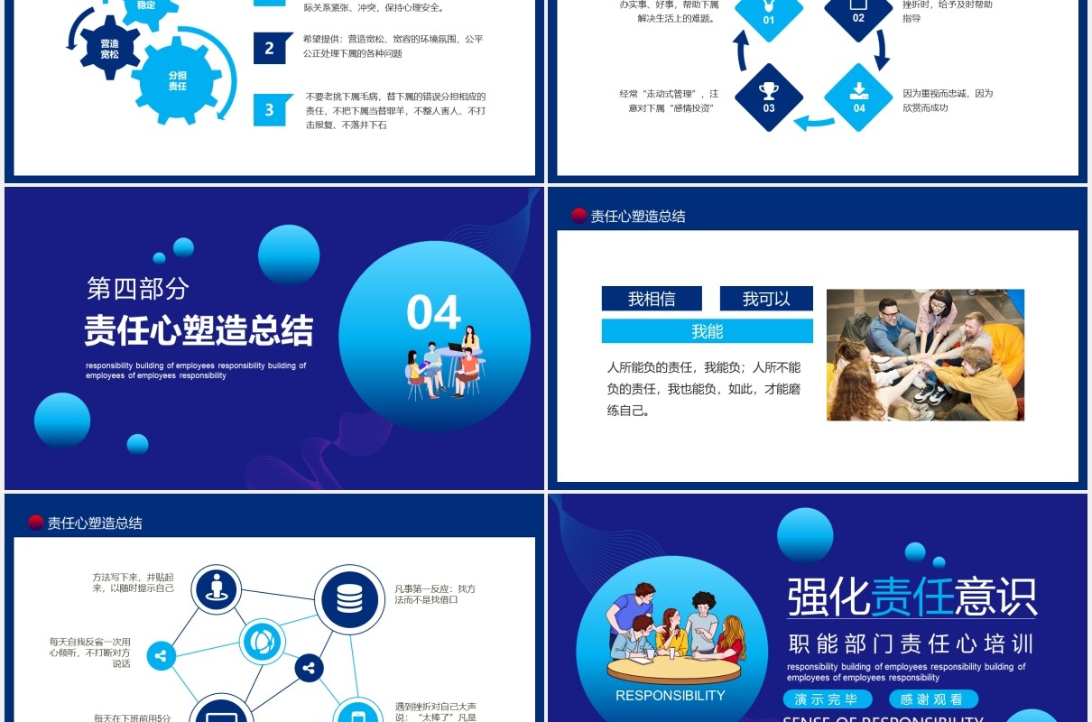 蓝色公司员工管理强化职能部门责任心培训动态PPT模板
