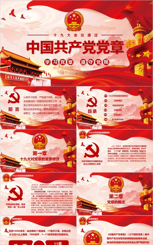 学习新微党章党课PPT模板25