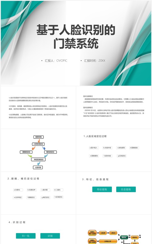 绿色基于人脸识别的门禁系统PPT模板