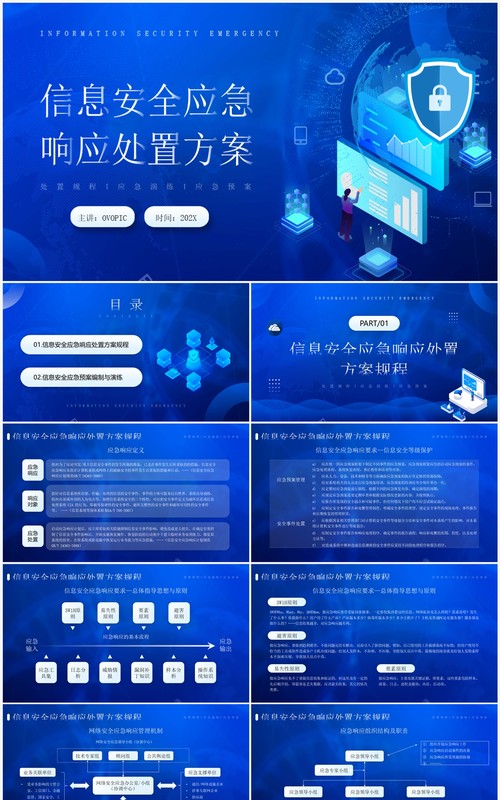蓝色信息安全应急响应处置方案PPT模板