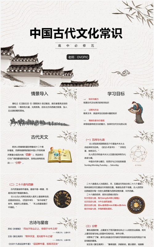 部编版高中语文必修五中国古代文化常识课件PPT模板