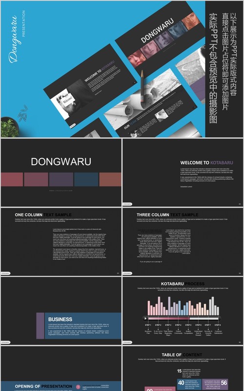 商务PPT信息图表模板Dongwaru Powerpoint