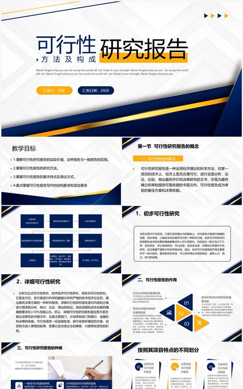 蓝色高级商务风可行性研究报告PPT模板