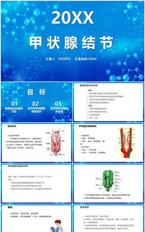 蓝色甲状腺结节介绍PPT模板