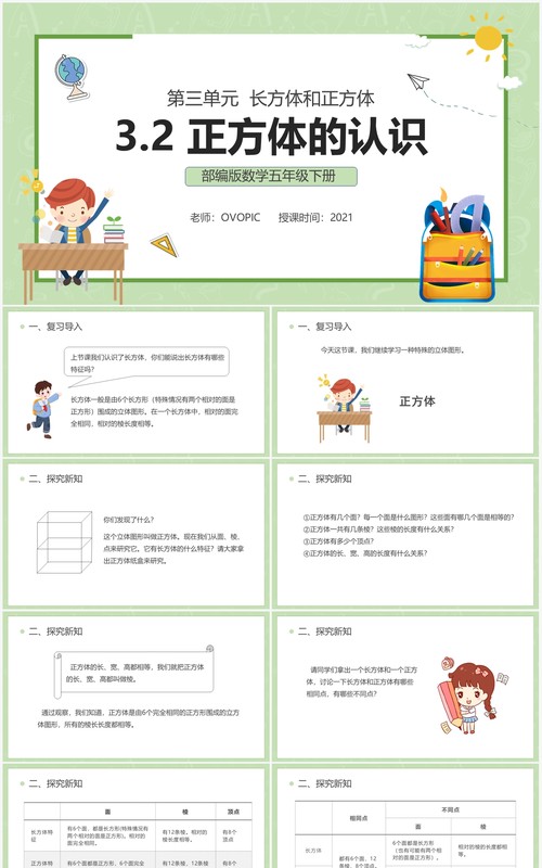 部编版五年级数学下册正方体的认识课件PPT模板