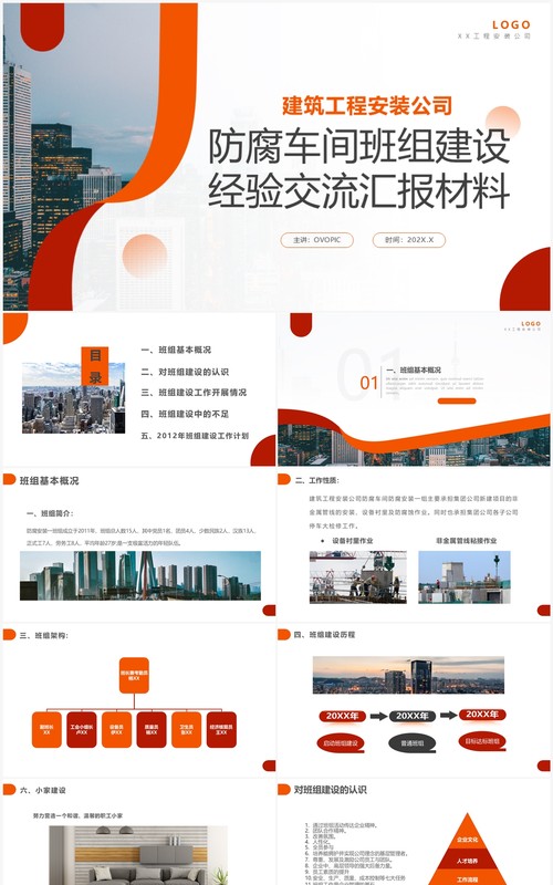 商务风防腐车间班组建设经验交流汇报PPT模板