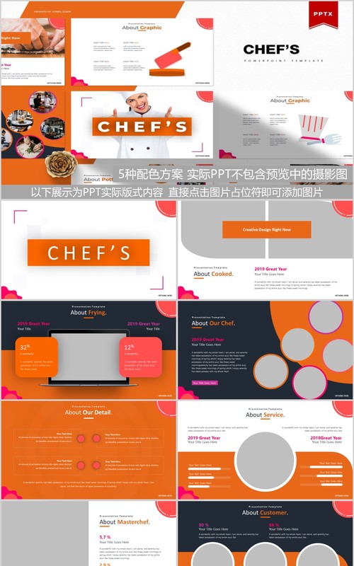 厨师美食餐饮PPT模板Chef's Powerpoint Template