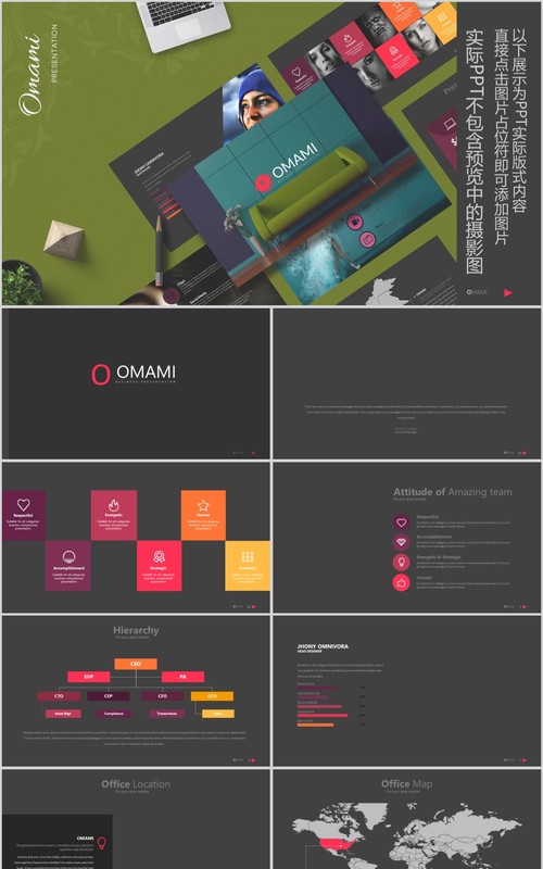 时尚市场计划PPT版式设计模板Omami - Powerpoint Template