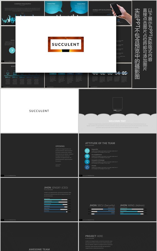 优质创意版式设计PPT工作模板SUCCULENT Powerpoint