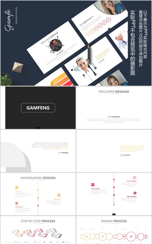 商务简洁公司介绍产品宣传PPT信息图表模板Gamfe Powerpoint
