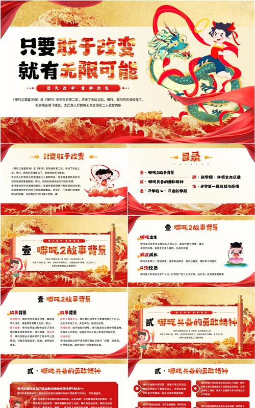 红色国潮风只要改变就有无限可能PPT模板