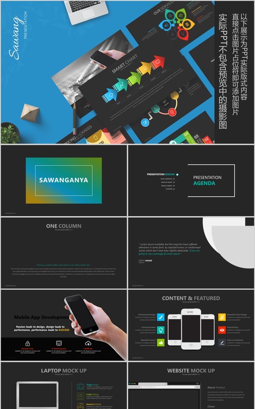 时尚版式设计PPT信息图表模板Sawang - Powerpoint Template