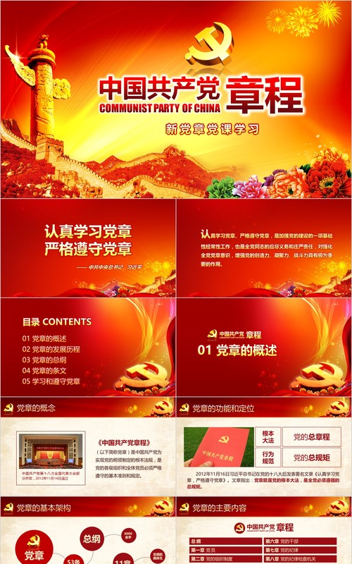 学习新微党章党课PPT模板21
