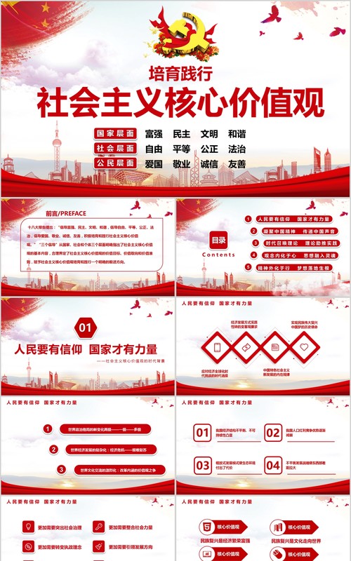 学习解读社会主义核心价值观PPT模板